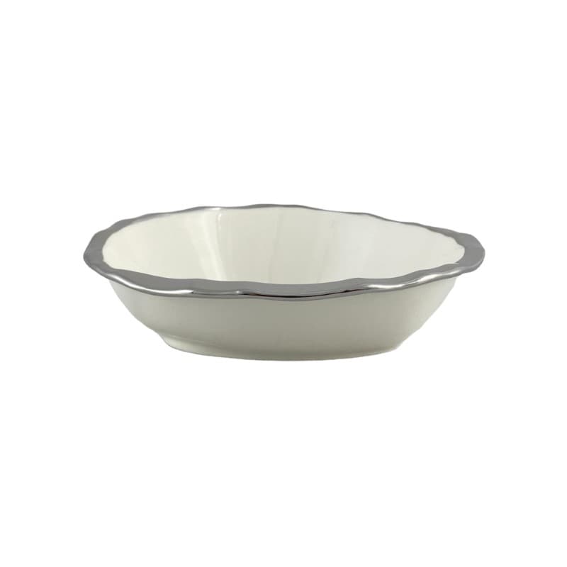 BOWL DE CERÁMICA BLANCO/PLATEADO 400ML 20X19.5X5.5CM