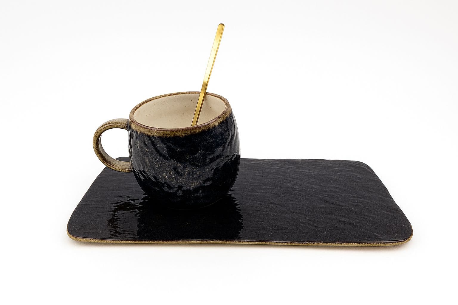 TAZA DE CERÁMICA CON PLATO Y CUCHARA 240ML SET 3 PZAS