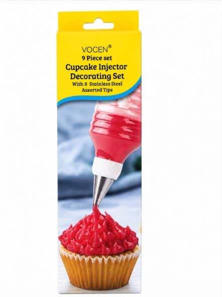 INYECTOR Y DECORADOR PARA CUPCAKES CON 9 BOQUILLAS