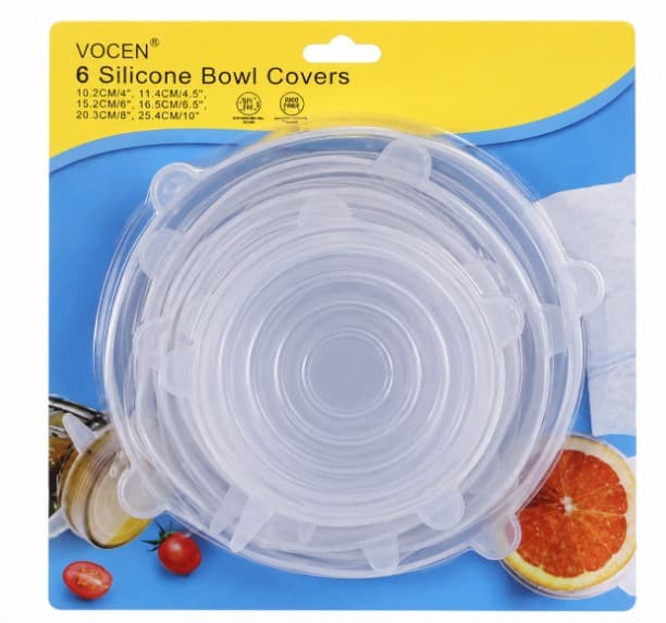 TAPAS DE SILICONA REUTILIZABLES PARA RECIPIENTES SET DE 6 PZAS