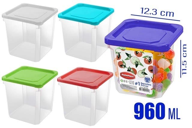 ENVASE DE PLÁSTICO CUADRADO 960 ML