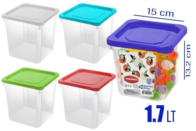 ENVASE DE PLÁSTICO CUADRADO 1.7 LITROS