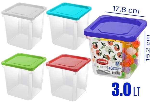 ENVASE DE PLÁSTICO CUADRADO 3 LITROS