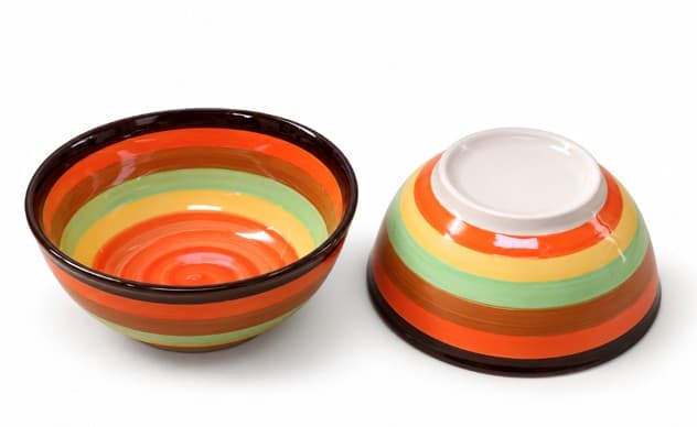 BOWL DE CERÁMICA NARANJA, VERDE Y NEGRO 5"