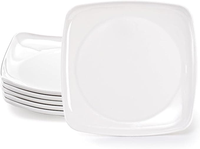 PLATO DE MELAMINA BLANCO CUADRADO 8"