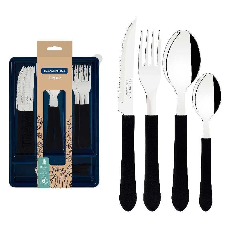 CUBIERTOS NEGRO LEME SET 25 PZS TRAMONTINA