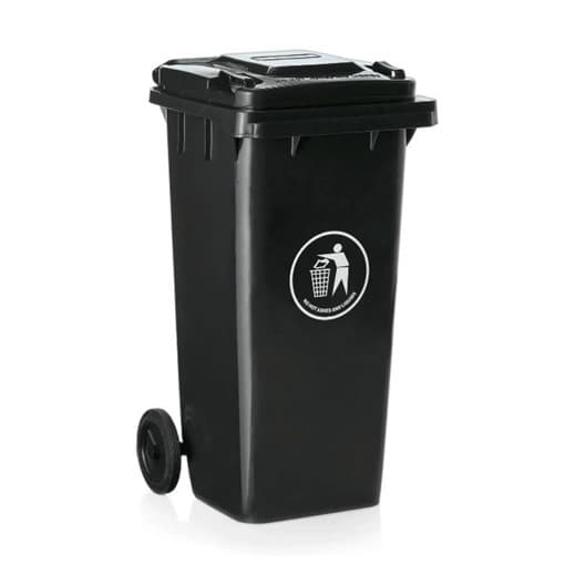 BASURERO NEGRO CON RUEDAS TRASERAS 240 LITROS