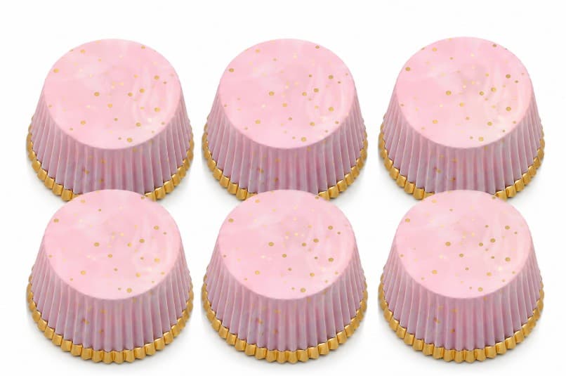 CAPACILLOS DE CARTON ROSADO / DORADO CON BORDE DORADO 11CM SET DE 24 PZAS