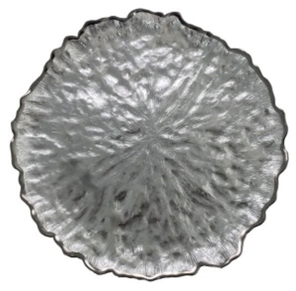 PORTA PLATO DE VIDRIO PLATEADO 33X33X2CM