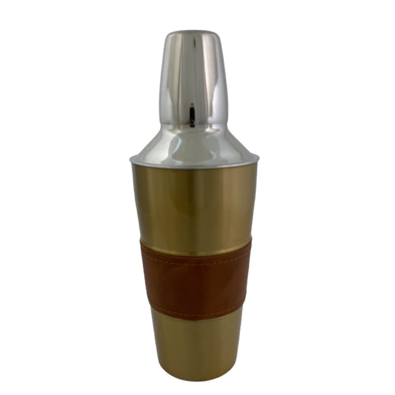 COCTELERA INOX COBRE Y CUERO 950ml 7.5X7.5X25CM