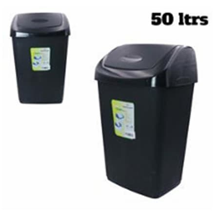 BASURERO PLASTICO CON TAPA ABATIBLE 50 LTRS
