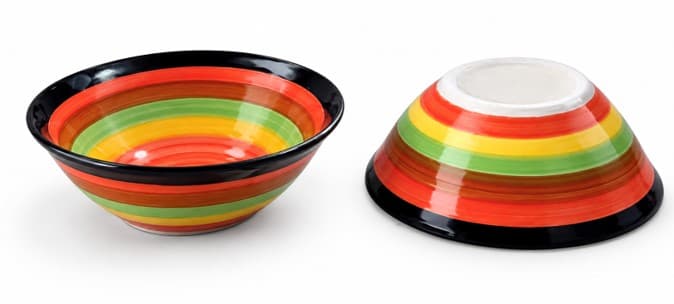 BOWL DE CERÁMICA SOPERO  NARANJA, VERDE Y NEGRO 7"