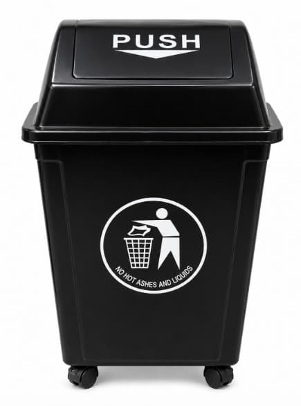 BASURERO PUSH CON RUEDAS NEGRO 60L