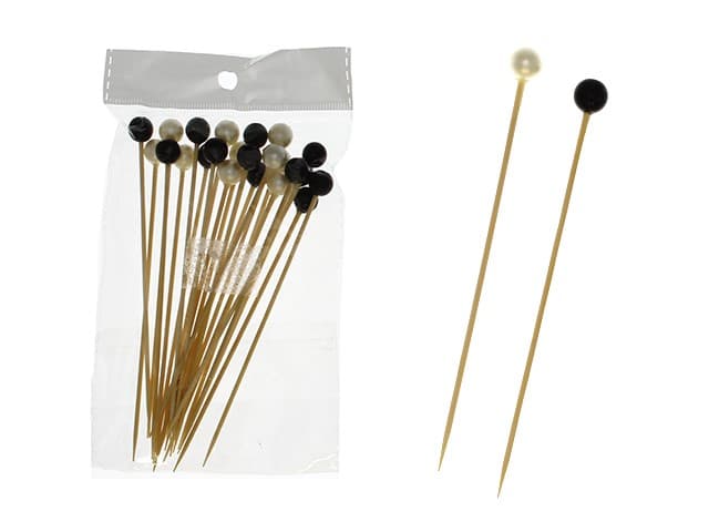 PALILLO COCTELERO PERLA NEGRA Y BLANCA SET 24 PZS