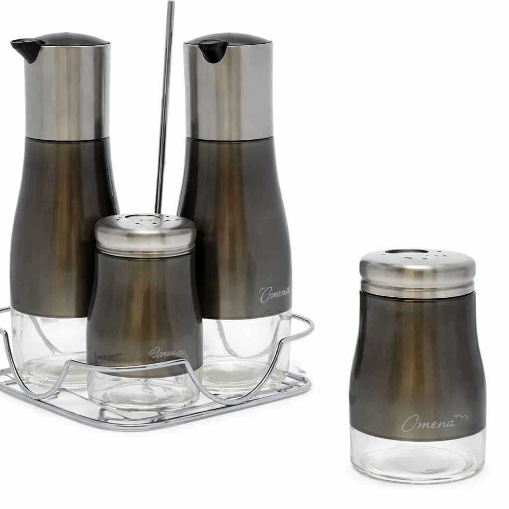 CONDIMENTEROS GRIS SET 4PZAS