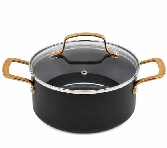 OLLA INOX NEGRA CON TAPA DE VIDRIO 20 CM SONIFER