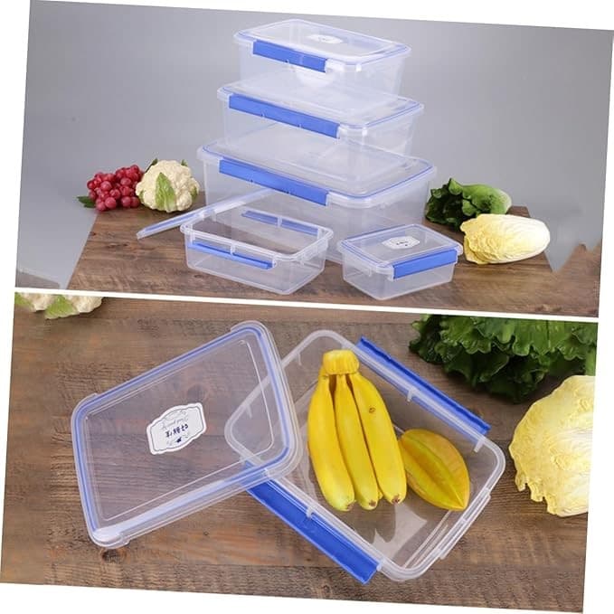Envases de plástico borde azul set 4 pzas cod:8200