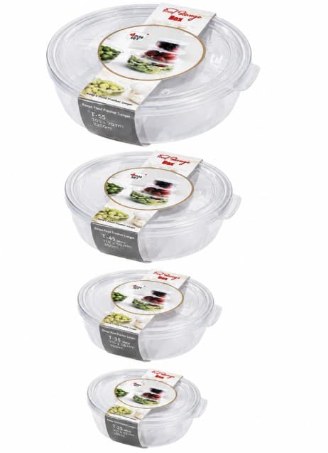 ENVASE PLASTICO RENDONDO SET DE 4 PZAS 330/700/1300/2300 ML
