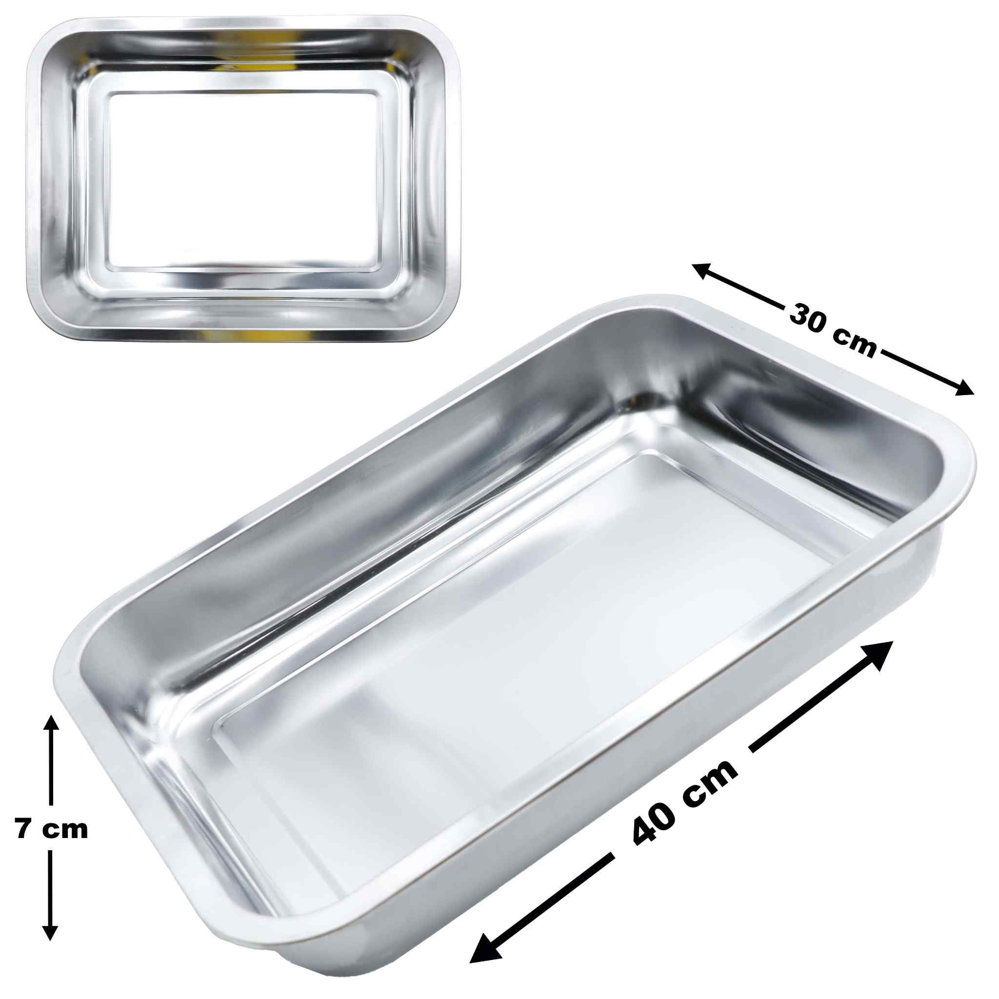 BANDEJA RECTANGULAR DE ACERO INOXIDABLE 40X30X7 CM