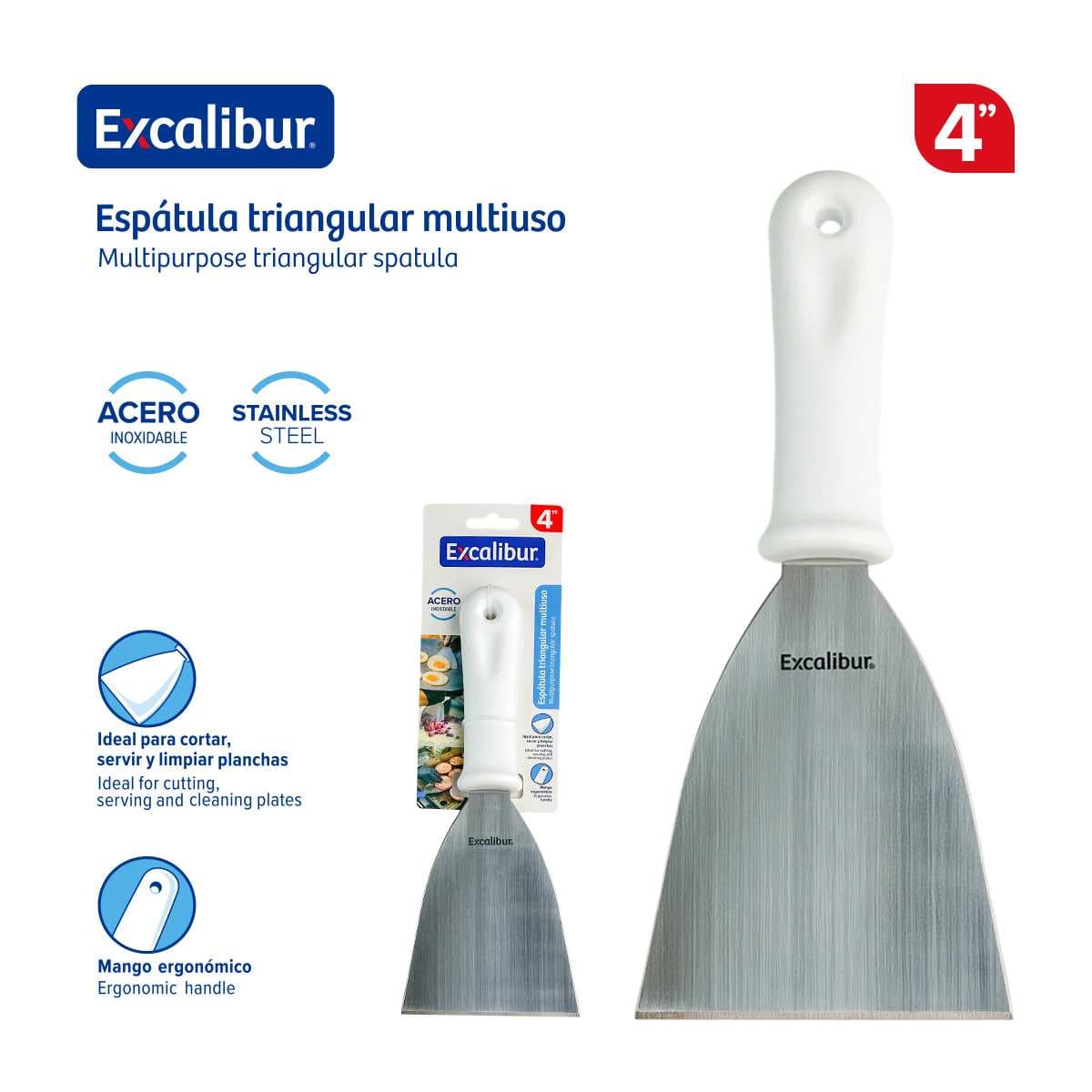 ESPATULA TRIANGULAR DE ACERO INOXIDABLE 4"