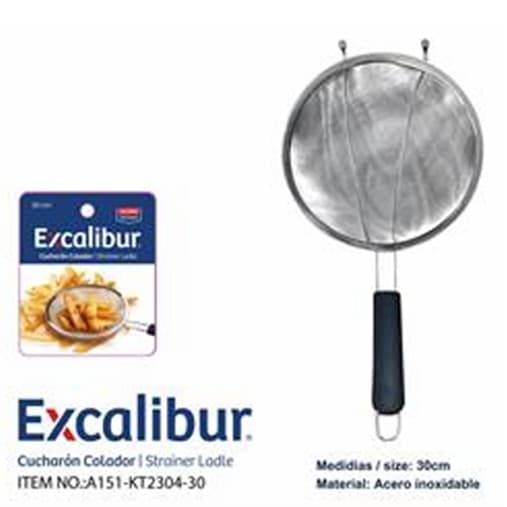 COLADOR DE ACERO INOXIDABLE CON MANGO PLASTICO 