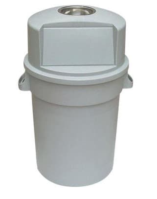 BASURERO GRIS CON TAPA TIPO DOMO Y CENICERO 120 LITROS
