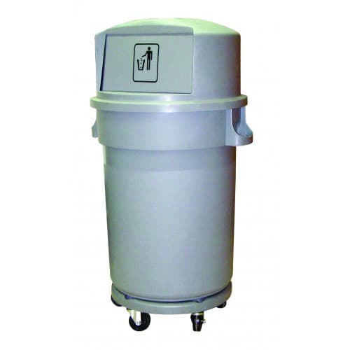 BASURERO GRIS PUSH CON BASE DE RUEDAS 120 LITROS