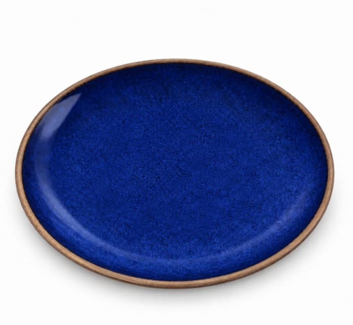 PLATO DE CERÁMICA REDONDO AZUL CON BORDDE OSCURO 8.25"