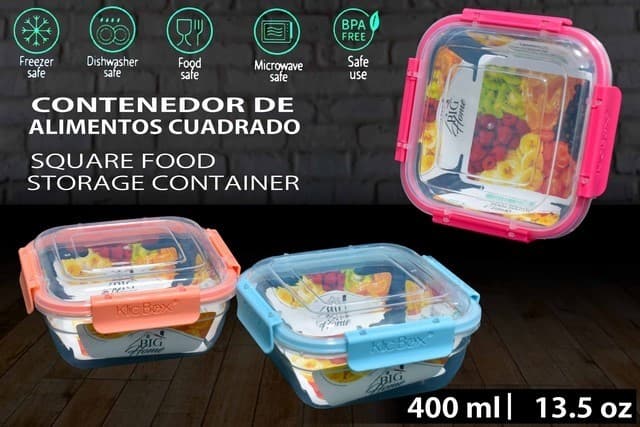 ENVASE DE PLÁSTICO CUADRADO 400 Ml /13.5 Oz
