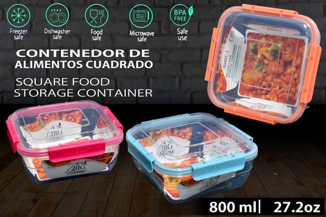 ENVASE DE PLÁSTICO CUADRADO 800 Ml / 27Oz