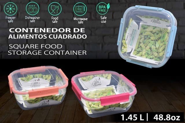 ENVASE DE PLÁSTICO CUADRADO N3 1450 Ml / 49 Oz