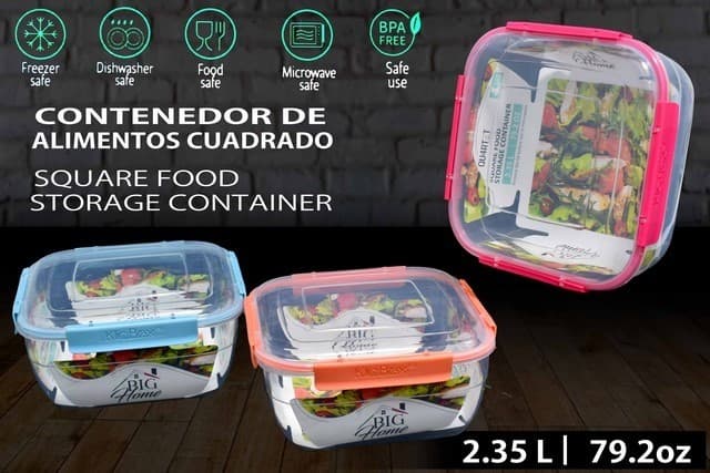 ENVASE DE PLÁSTICO CUADRADO 2.35 Lt / 79.5 Oz