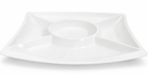 PLATO DE CERÁMICA CUADRADO CON DIVISIONES 15.5" / 39.5CM