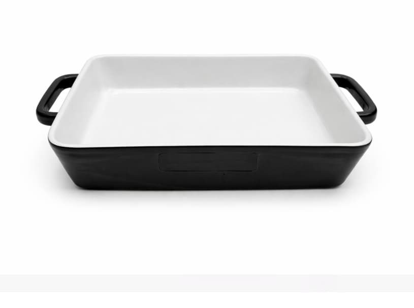REFRACTARIA DE CERAMICA BLANCA CON NEGRO 12" / 30.5x21x6.5 cm
