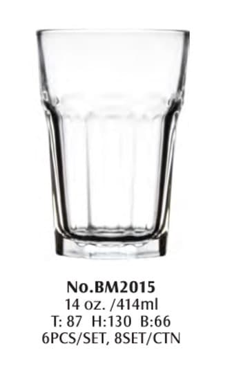 VASO BRISTOL 414 ml / 14 oz SET 6 PZAS (LZY2016-6)