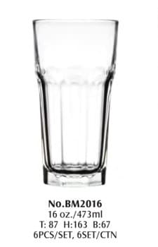 VASO BRISTOL 473ml / 16 oz SET 6 PZAS COD: PCH-07-12-20