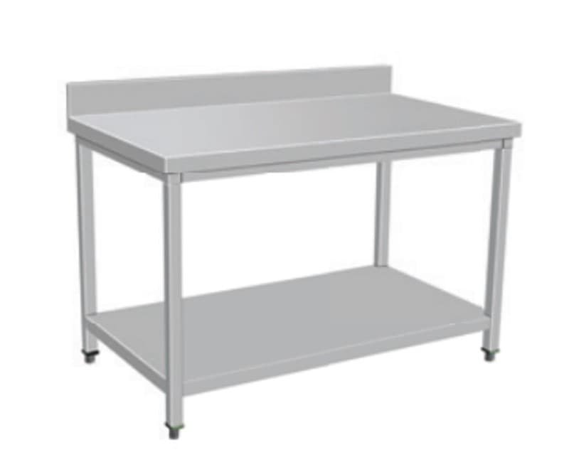 Mesa de trabajo inox con respaldar con patas cuadradas 80*180*90cm 1 mm
