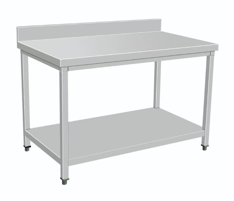 Mesa de trabajo inox con respaldar con patas cuadradas 60*200*90cm 1 mm