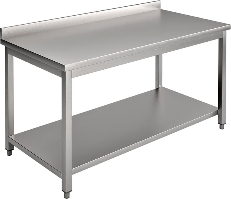 Mesa de trabajo inox con respaldar con patas cuadradas 60*240*90cm 1 mm