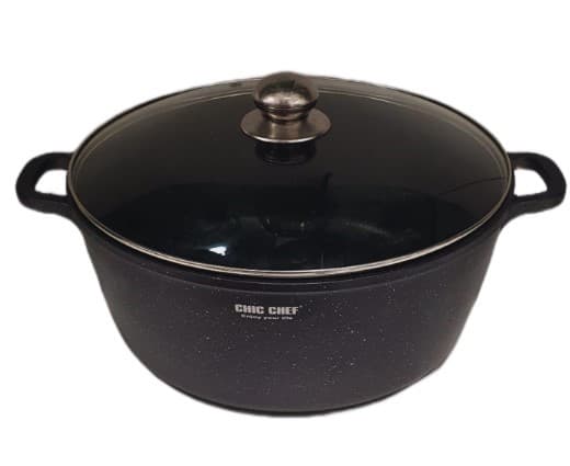 OLLA DE ALUMINIO ANTIADHERENTE CON TAPA DE VIDRIO 32 CM