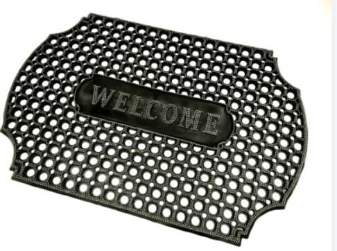 ALFOMBRA ANTIDESLIZANTE DE CAUCHO PERFORADO NEGRO 59X86 CM "WELCOME"