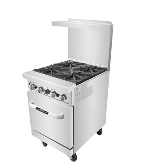 ESTUFA A GAS 4 QUEMADORES 24'' CON HORNO CHEFS FACTORY