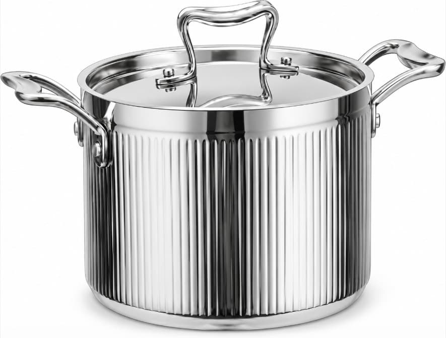 OLLA DE INDUCCIÓN INOX CON TAPA DE RAYAS 6 LITROS 24x14.5 CM 