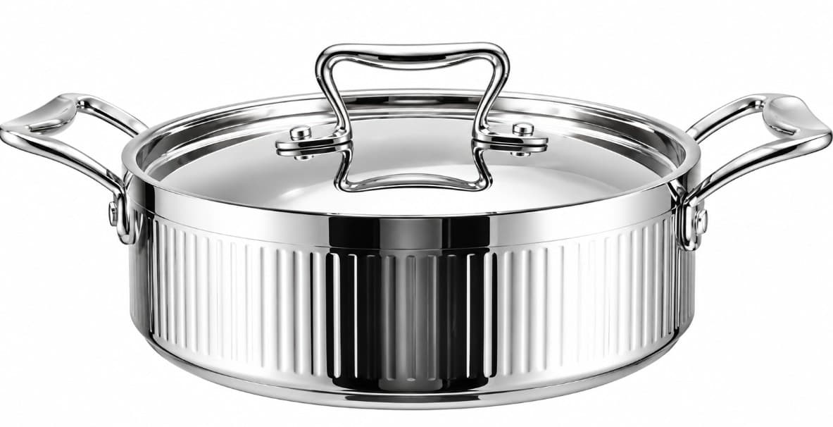 OLLA DE INDUCCIÓN INOX BAJA PLATEADA 28X9 CM 2.5MM 5.5 L