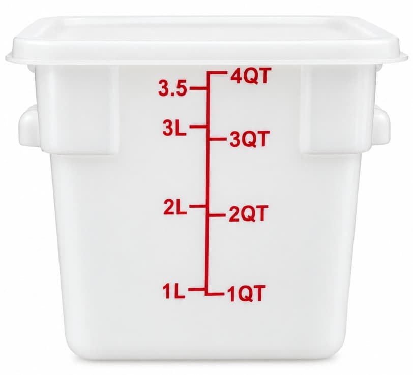 ENVASE DE POLIPROPILENO 4 LITROS 18.8x18.5 CM