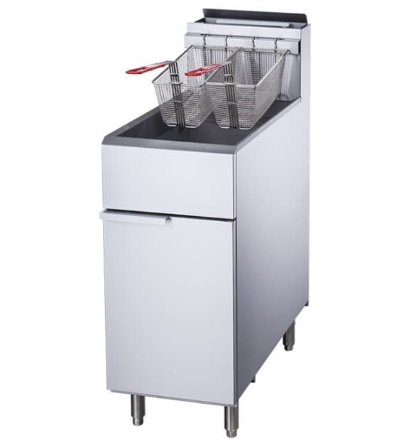 FREIDORA A GAS 1 TANQUE 2 CESTAS 18 LITROS / 40 LIBRAS 3 QUEMADORES CHEFS FACTORY