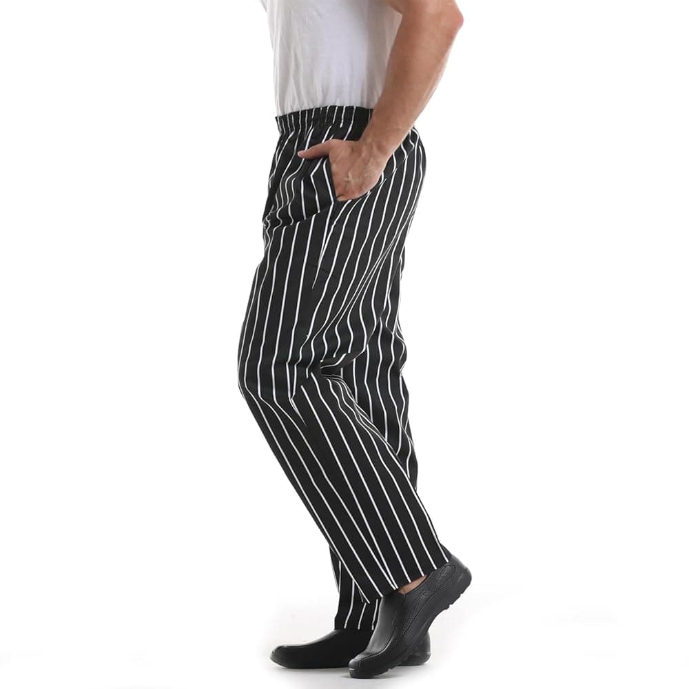 PANTALON NEGRO DE RAYAS CHEFS FACTORY UNISEX T:S