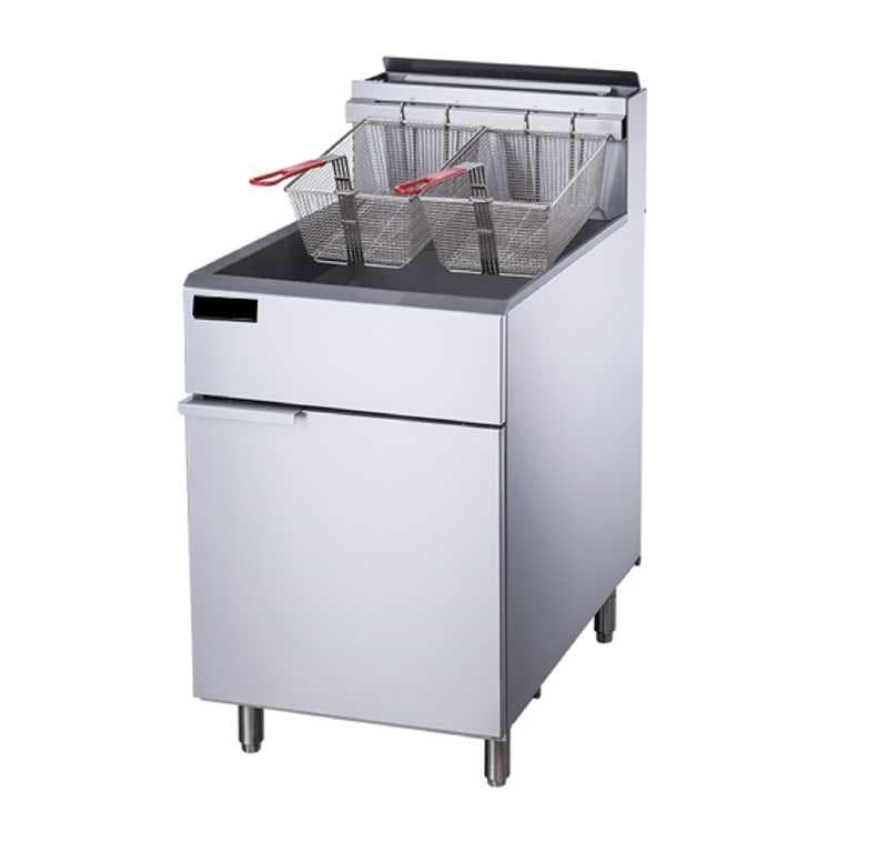 FREIDORA A GAS 1 TANQUE 2 CESTAS 32 LITROS / 70 LIBRAS 5 QUEMADORES CHEFS FACTORY