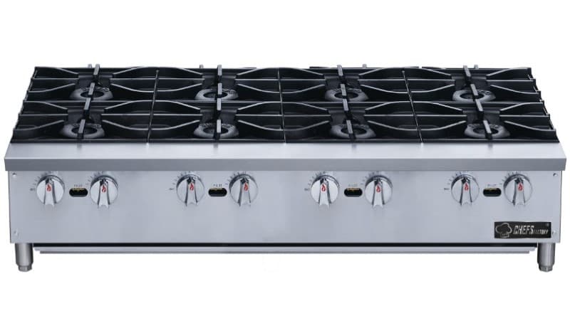 ESTUFA A GAS 8 QUEMADORES 48" CHEFS FACTORY 