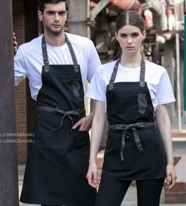 DELANTAL COMPLETO NEGRO CON BOLSILLOS CHECKEDOUT